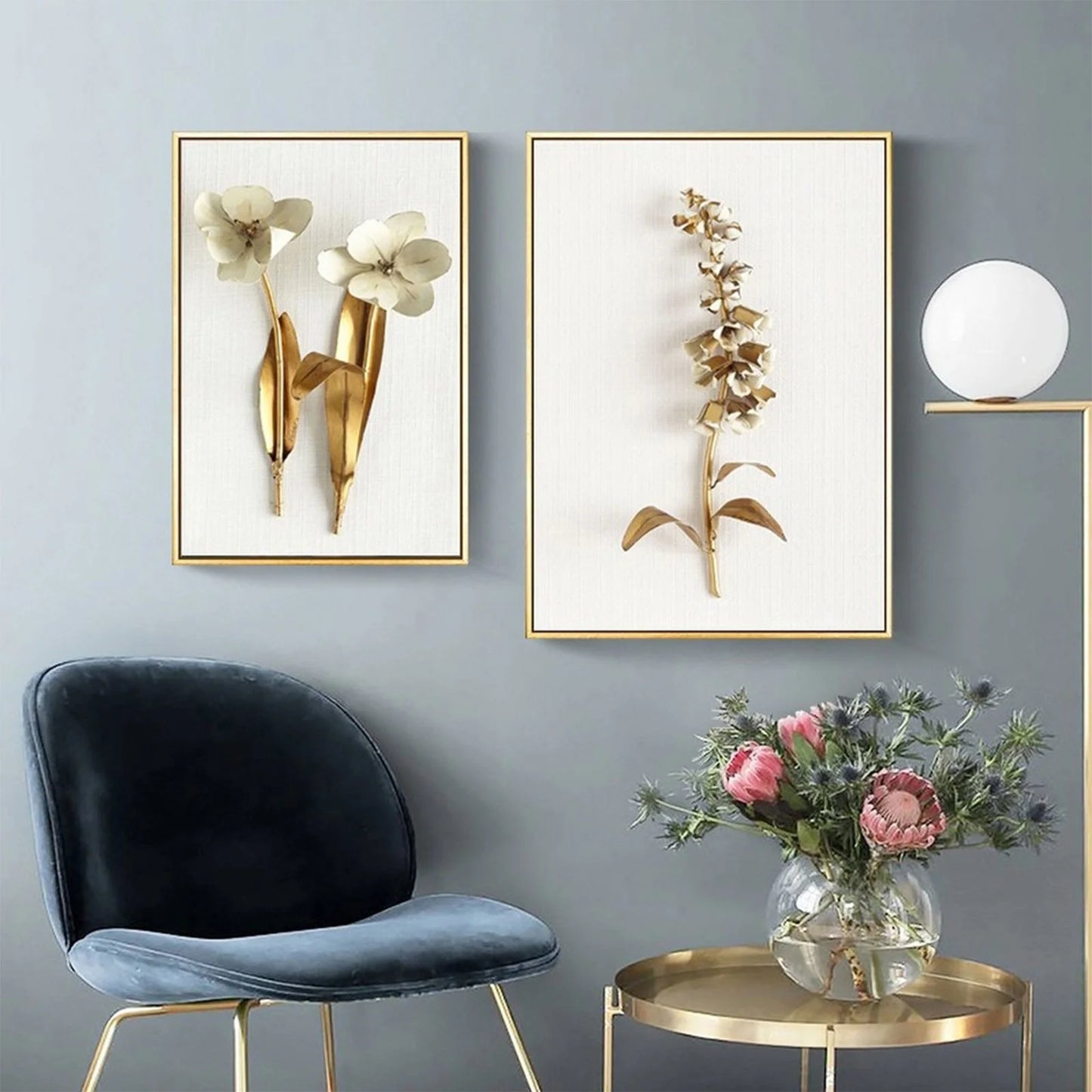 Fall Decorations for Home Room Decor 3 Piece Set Modern Wall Art Flower Print Large Canvas Painting Picture 