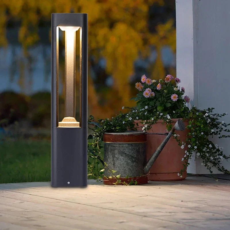 LED Bollard Landscape Light Outdoor Black Garden Pathway Lighting Fixtures Floor Lawn Lamp for Pillar Driveway Patio Yard Decora